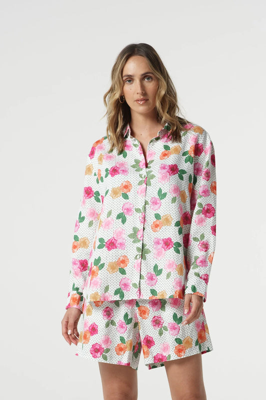 Floral Stitches Oversize Shirt