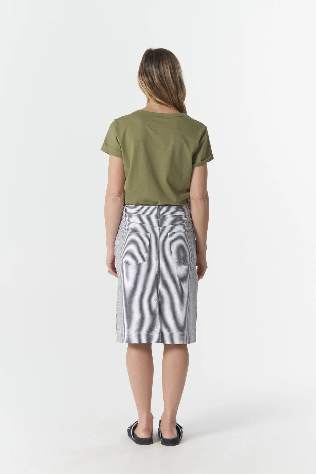 Stripe Knee Length Skirt