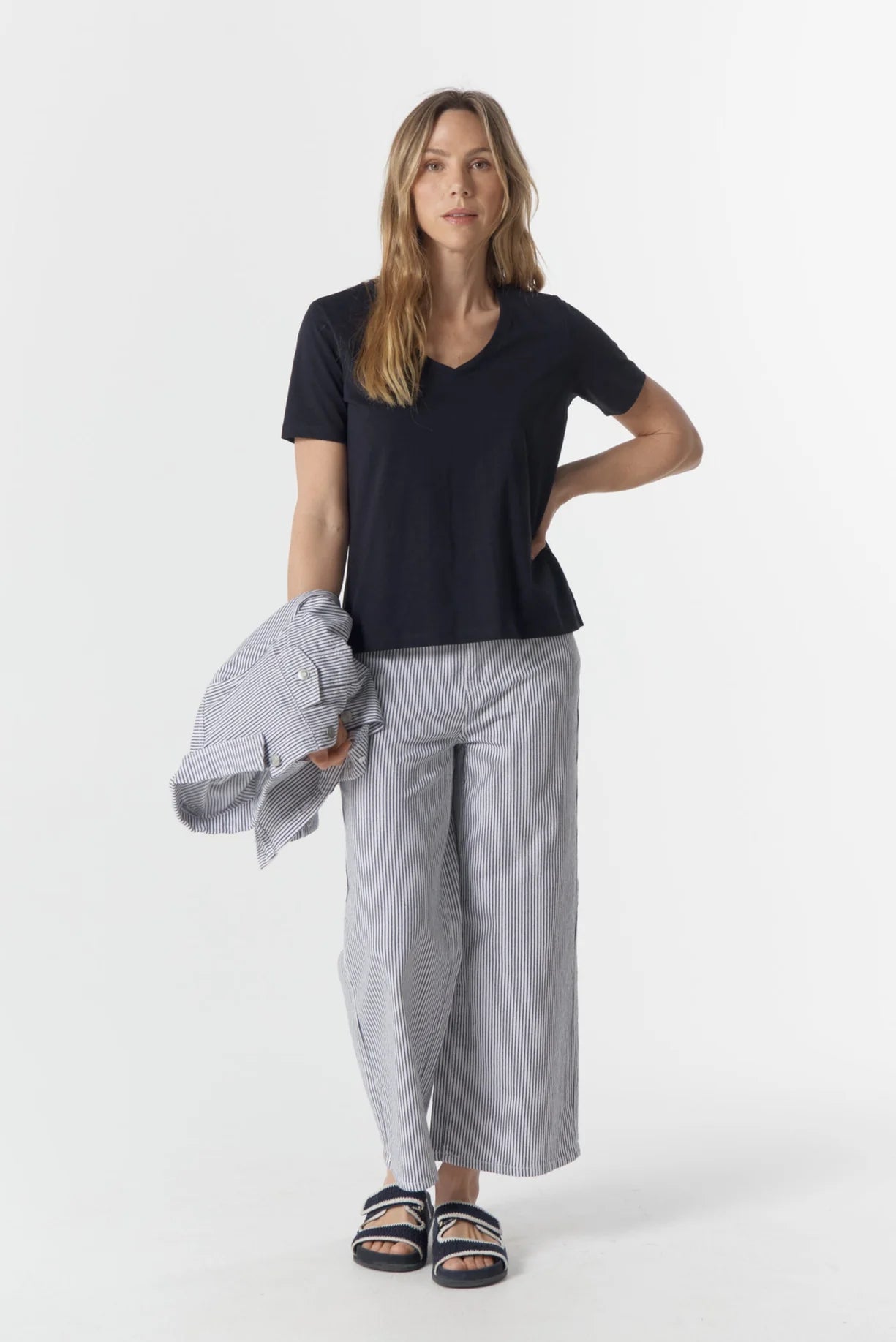 Ankle Wide Leg Stripe Jean