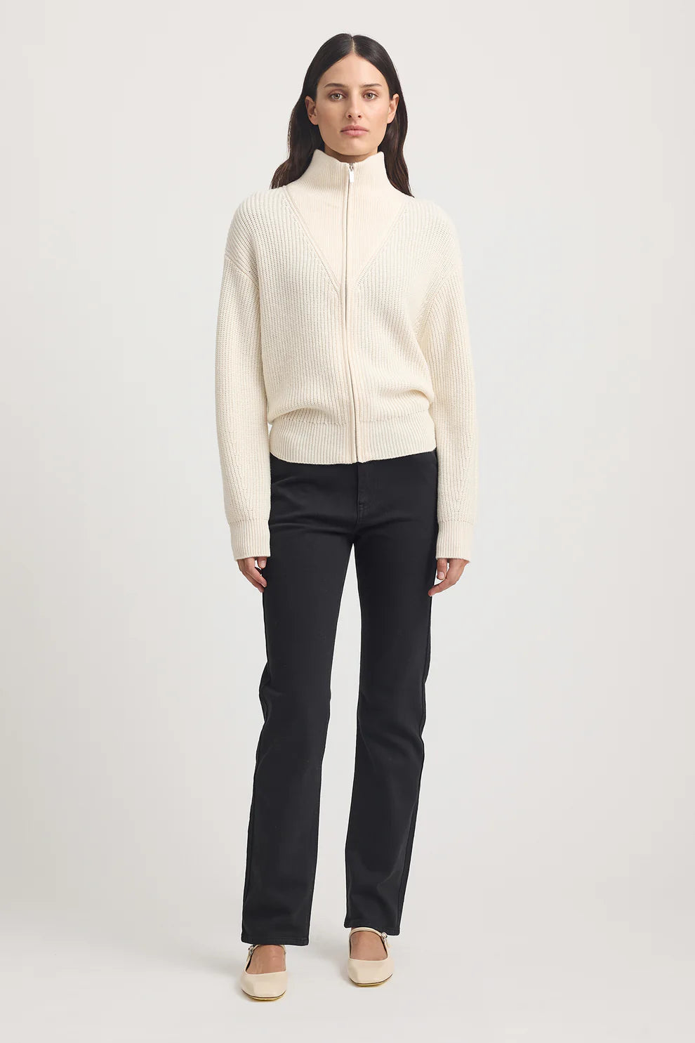 Zip Through Rib Knit