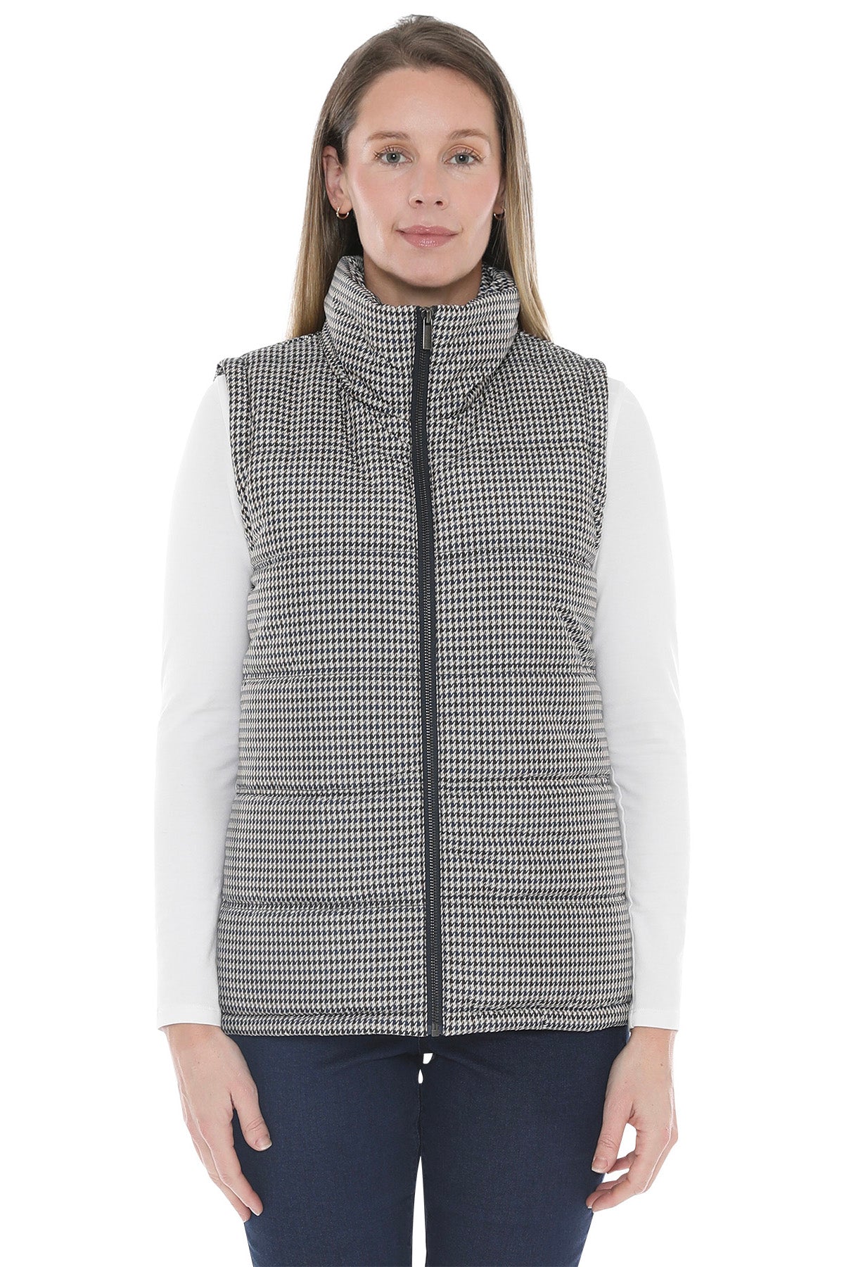 Houndstooth Puffer Vest