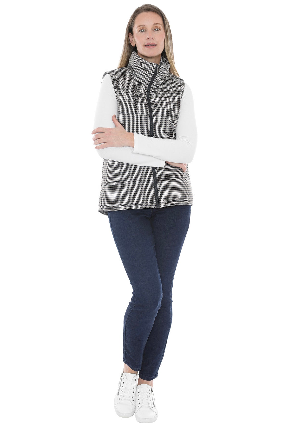 Houndstooth Puffer Vest