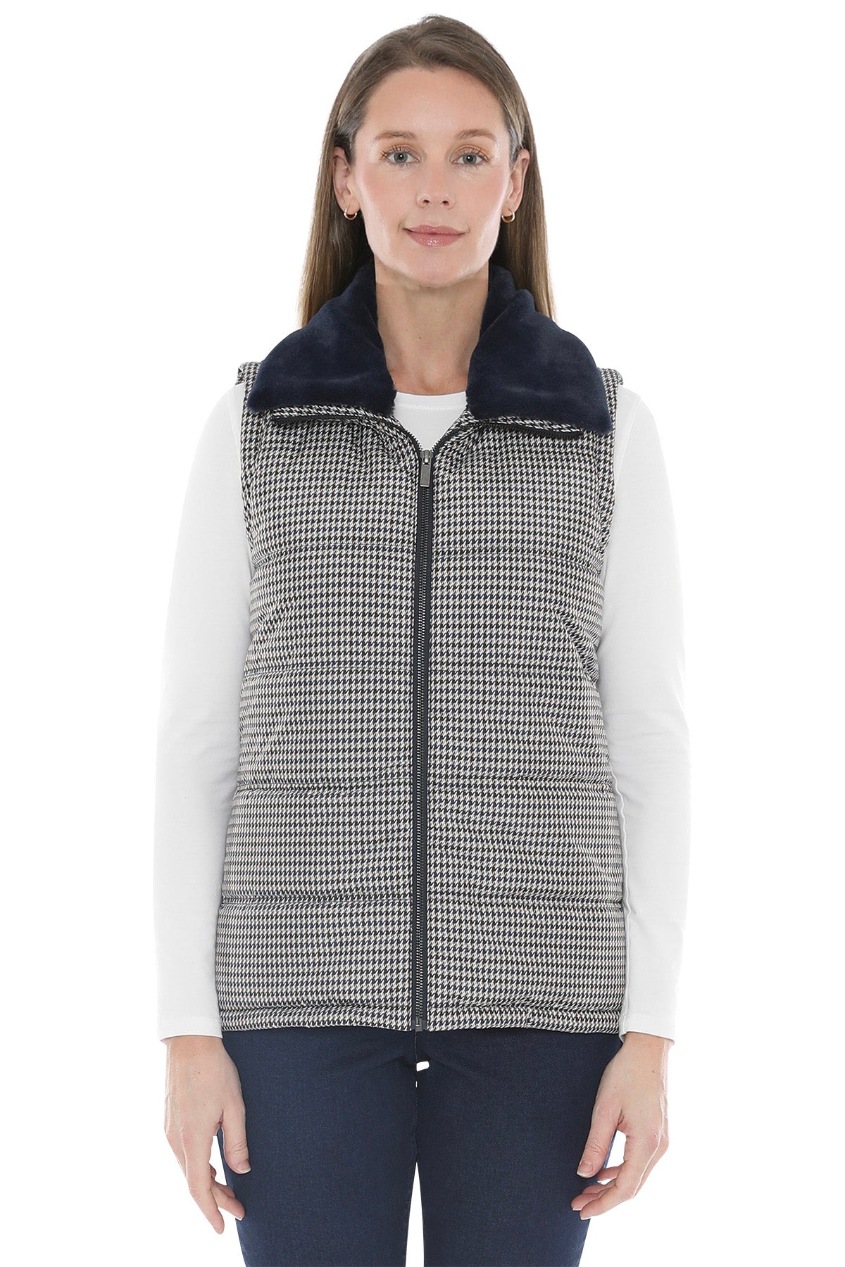 Houndstooth Puffer Vest