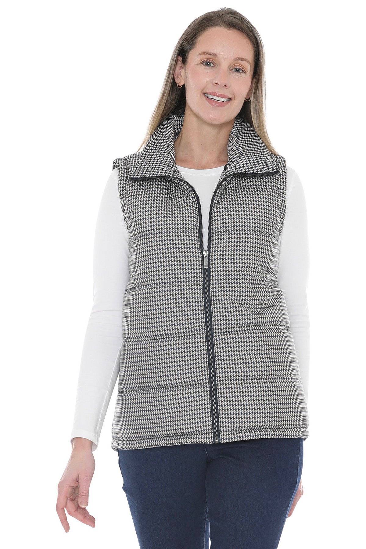 Houndstooth Puffer Vest