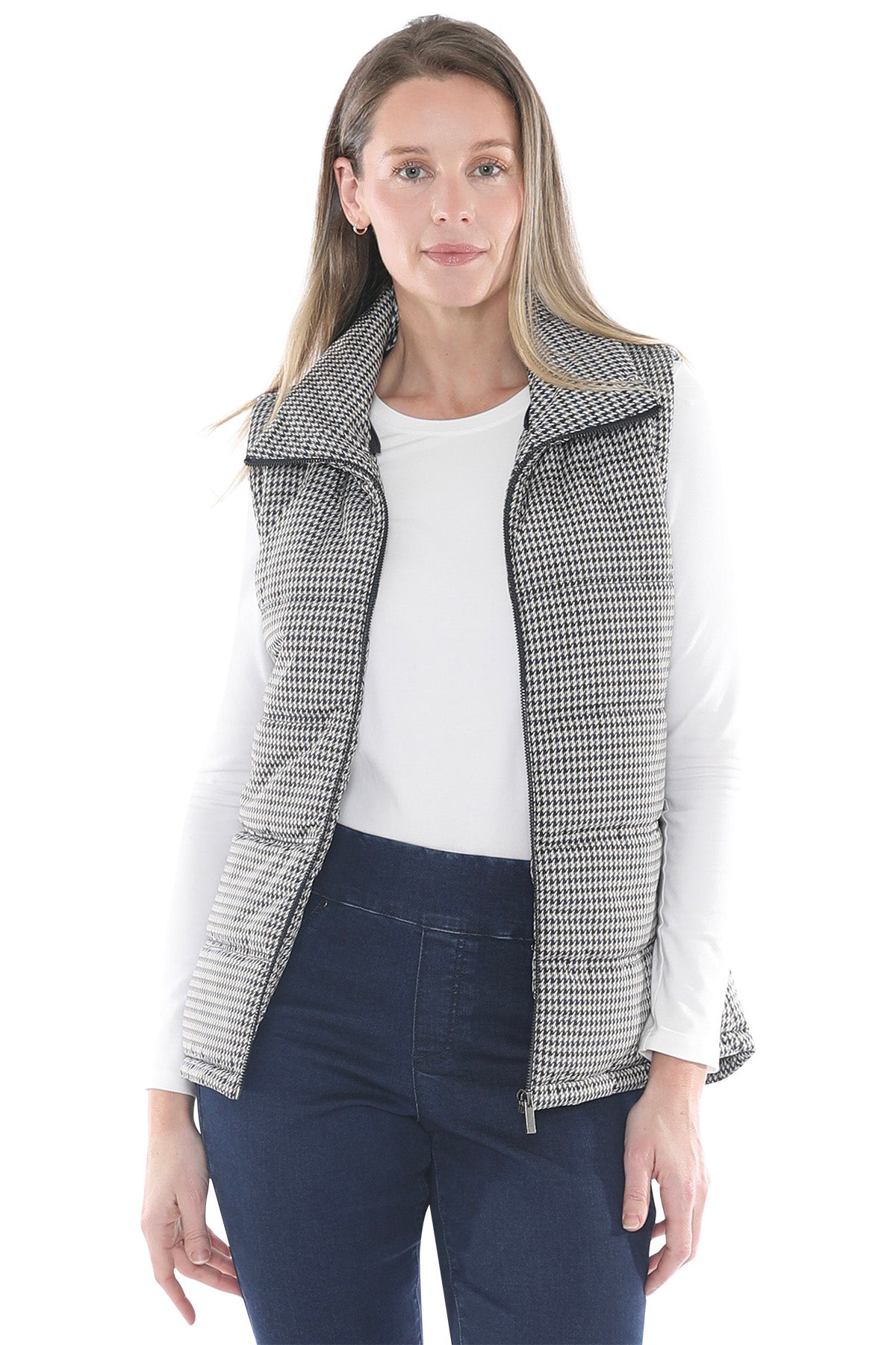 Houndstooth Puffer Vest