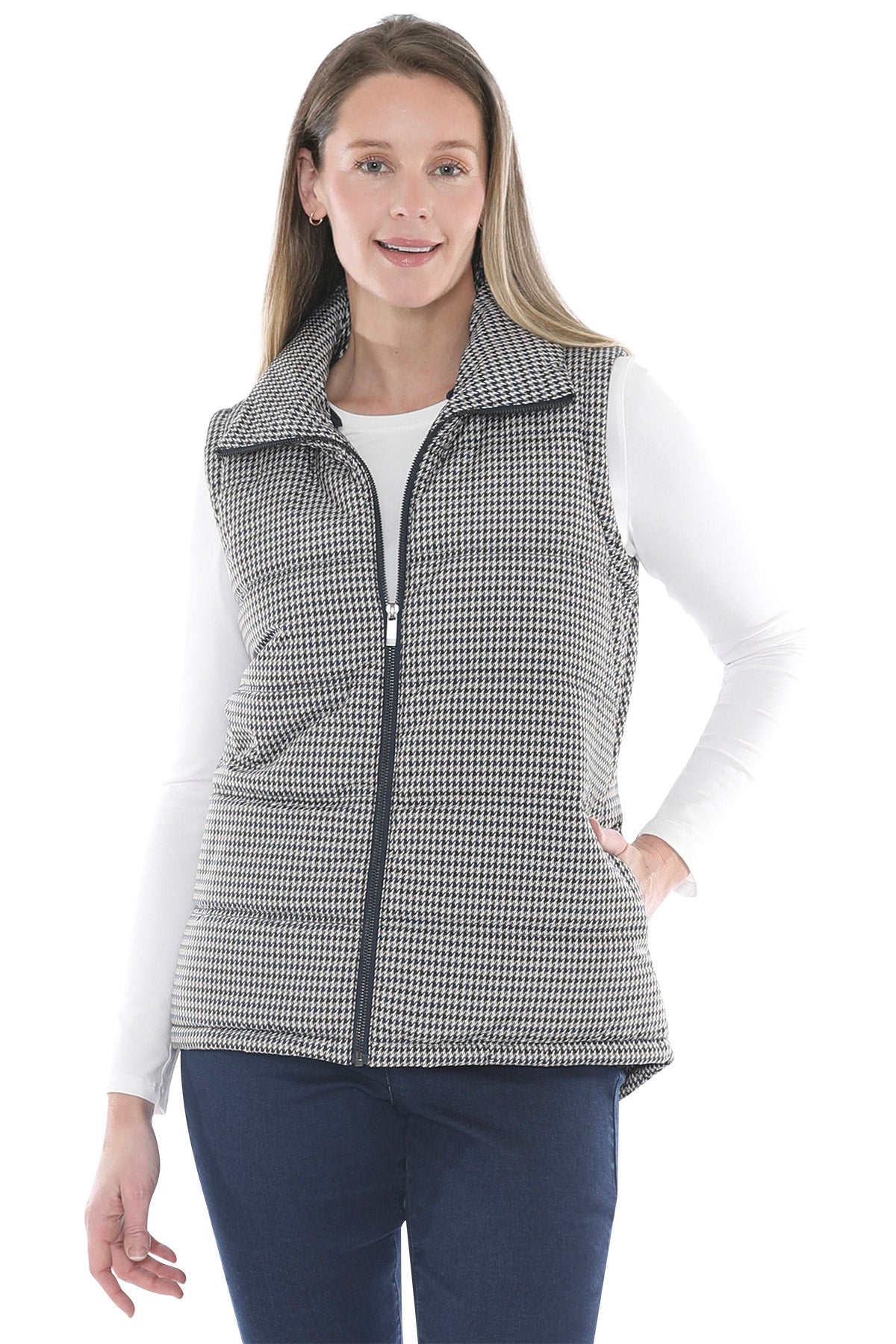 Houndstooth Puffer Vest