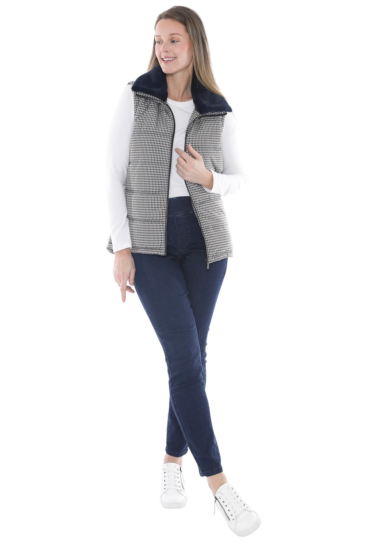 Houndstooth Puffer Vest
