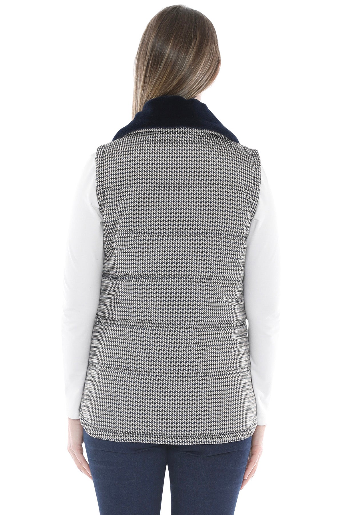 Houndstooth Puffer Vest