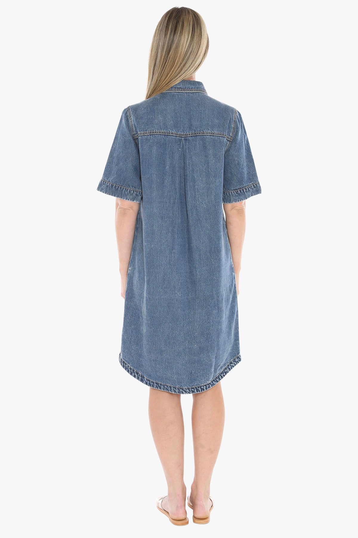 Soft Denim Short Sleeve Dress