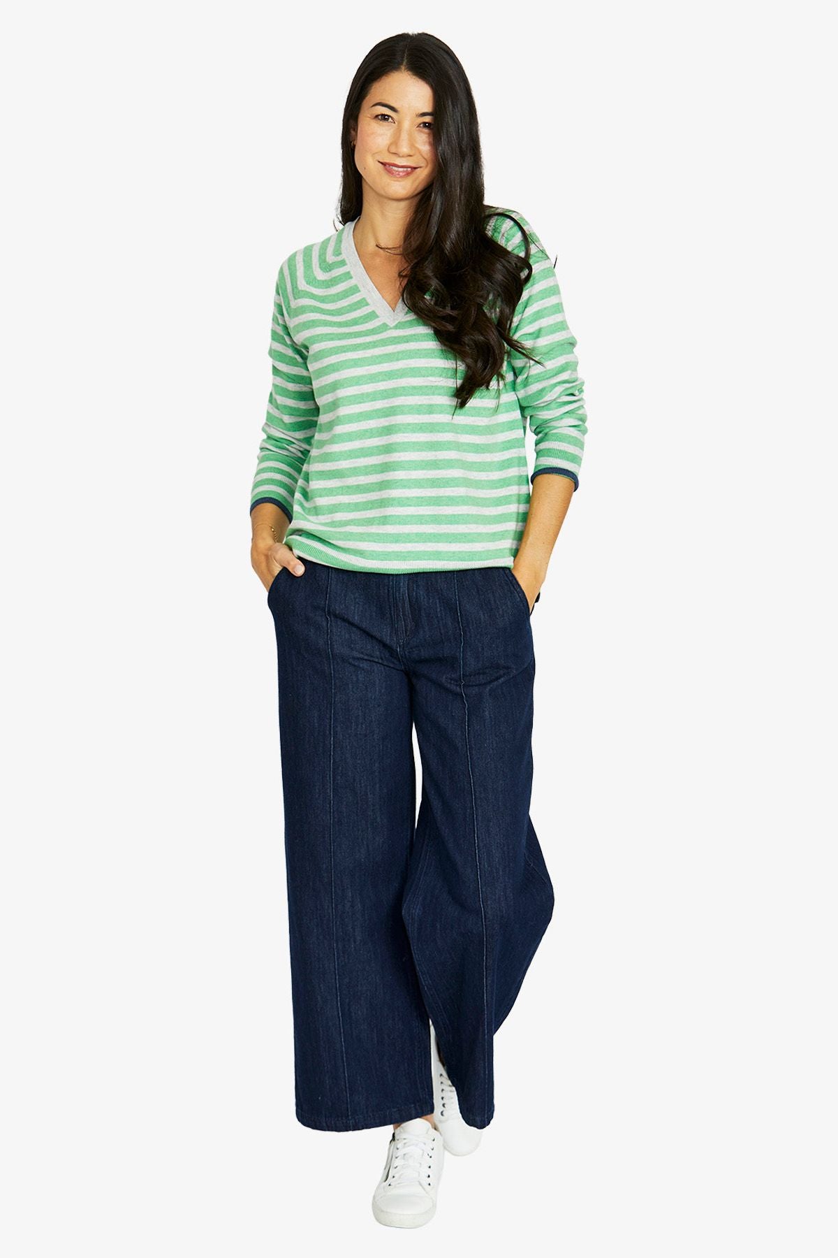 Duo Stripe V Neck