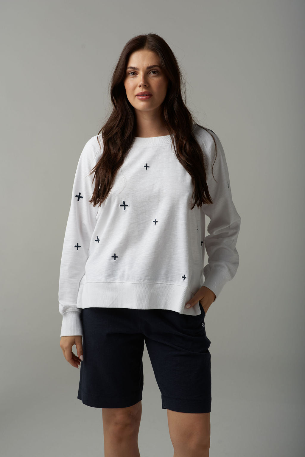 Cross Embroidered Sweater