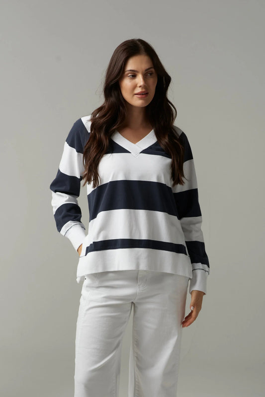 Stripe V Neck Sweater