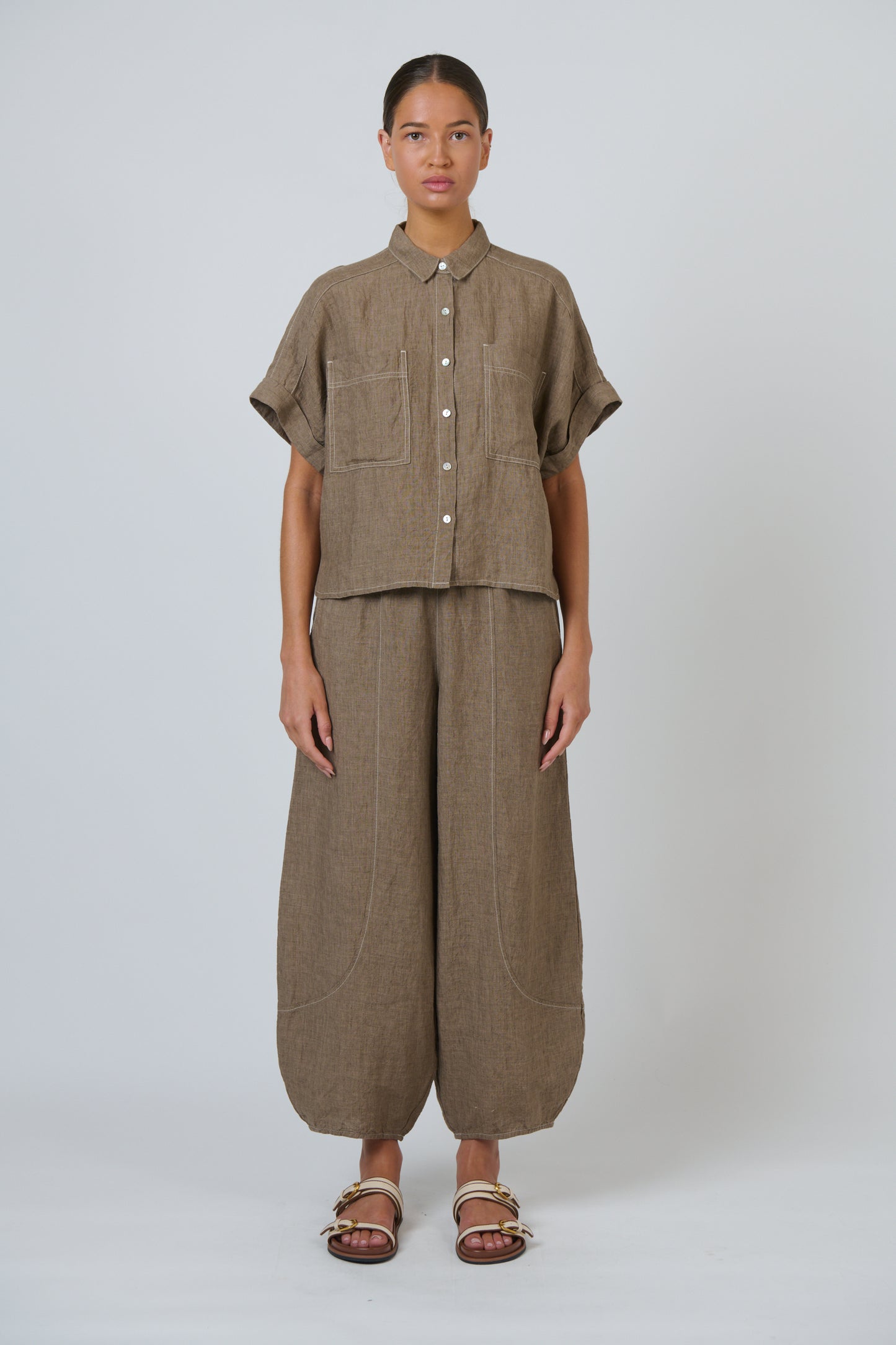 Collared Linen Top
