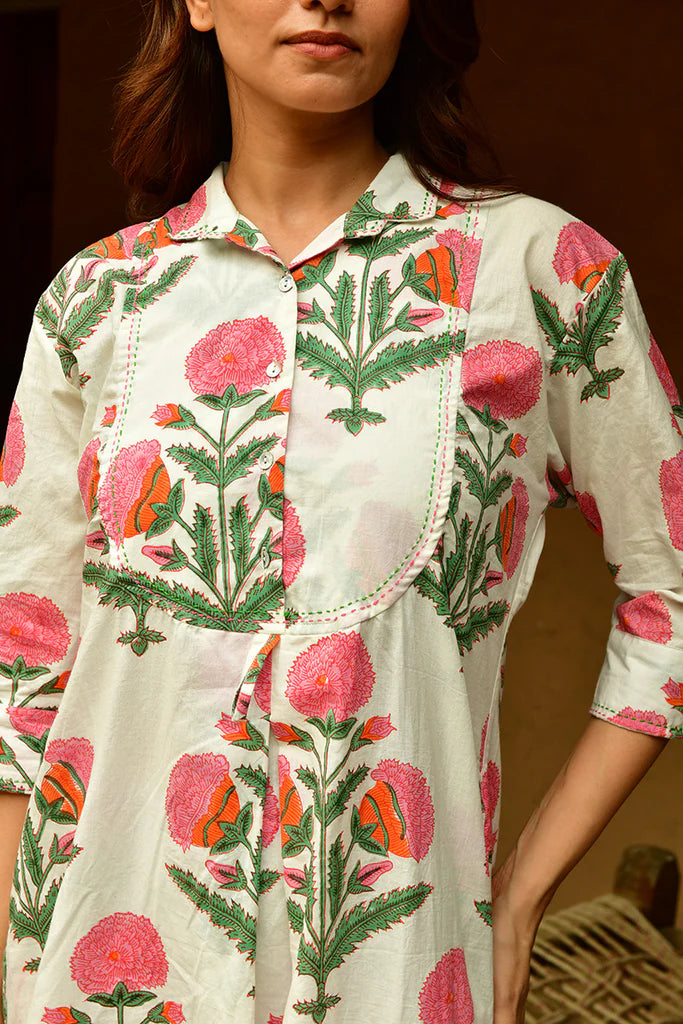 Big Marigold Shirtdress Maxi