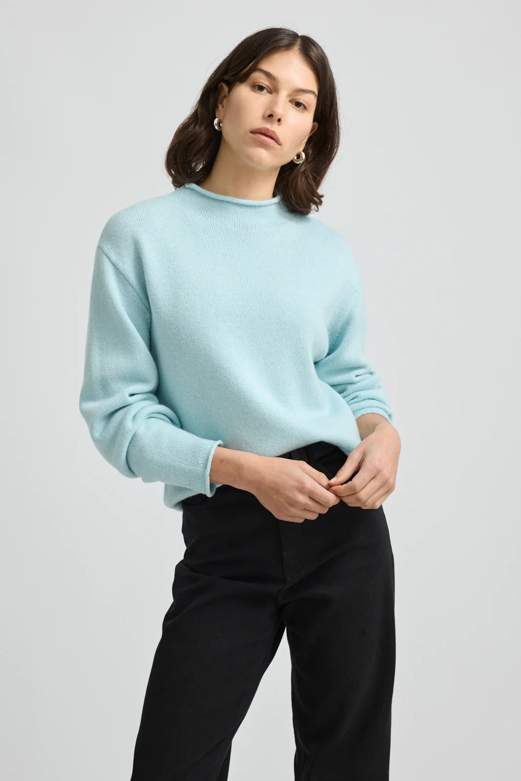 Relaxed Fit Mock Neck
