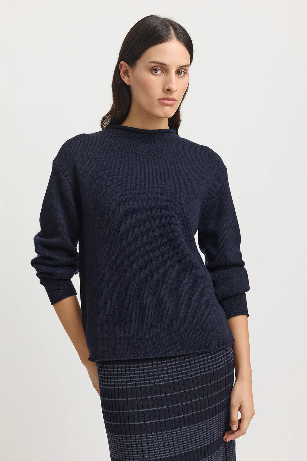 Relaxed Fit Mock Neck