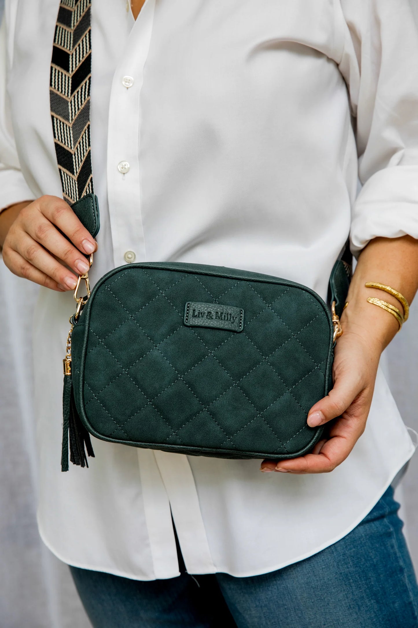 Sally Quilted Suede Bag