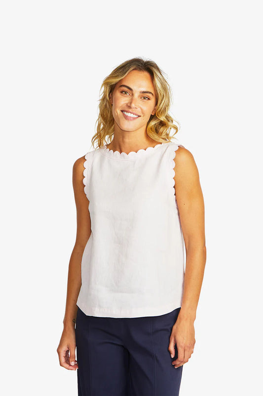 Lucy Linen Scallop Top
