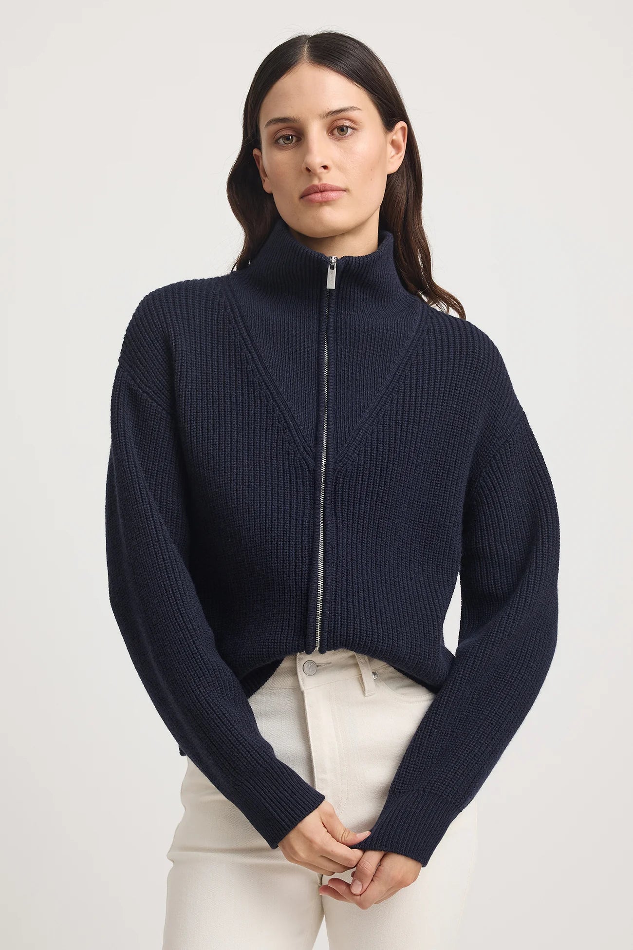 Zip Through Rib Knit