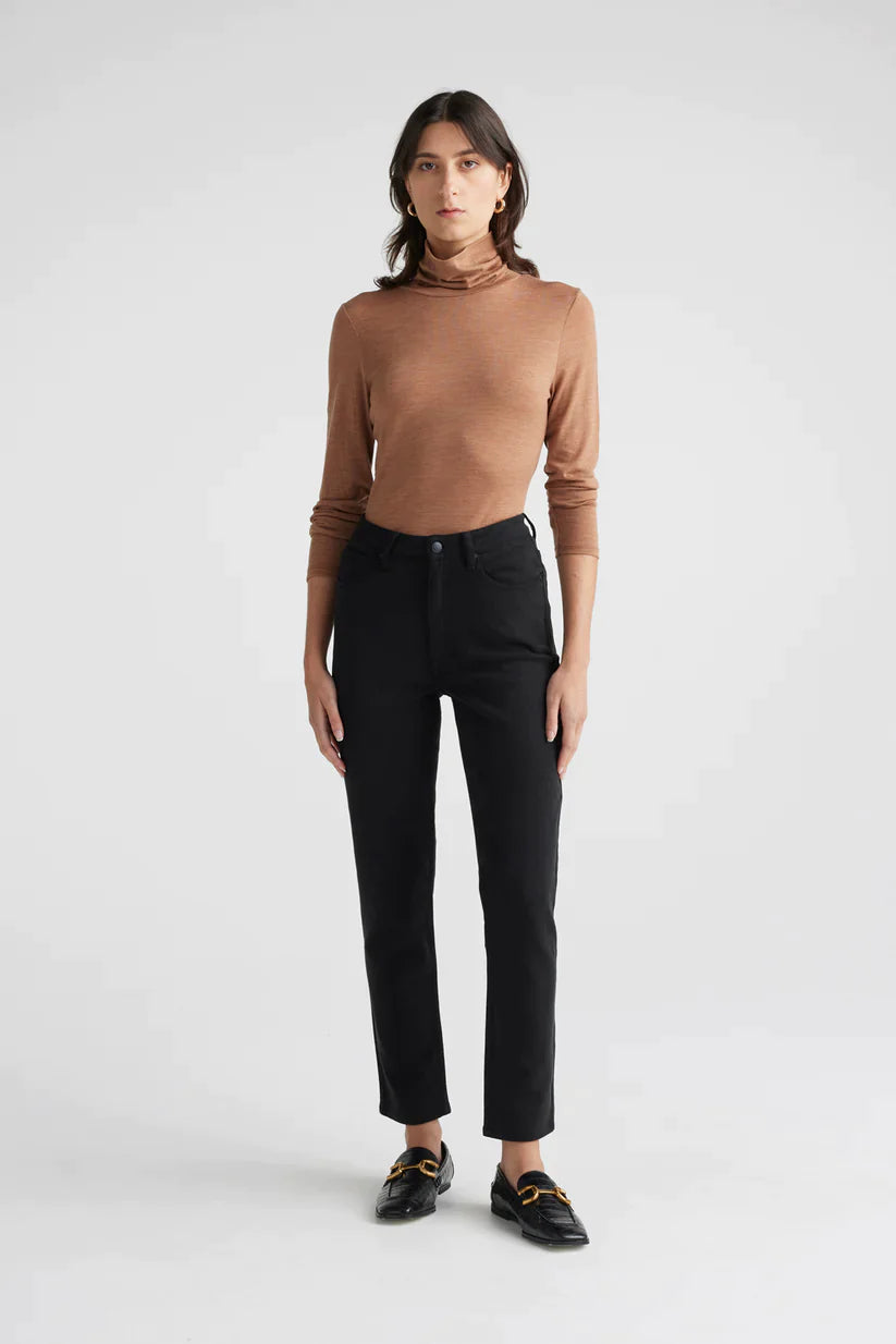 Toorallie High Rise Slim Leg Wool Denim Jean