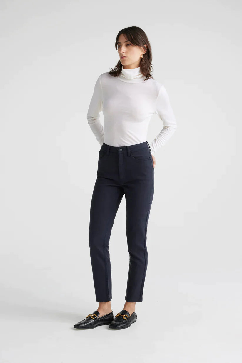 Toorallie High Rise Slim Leg Wool Denim Jean