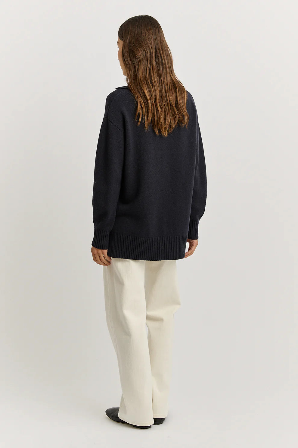 Relaxed Longline Zip Polo