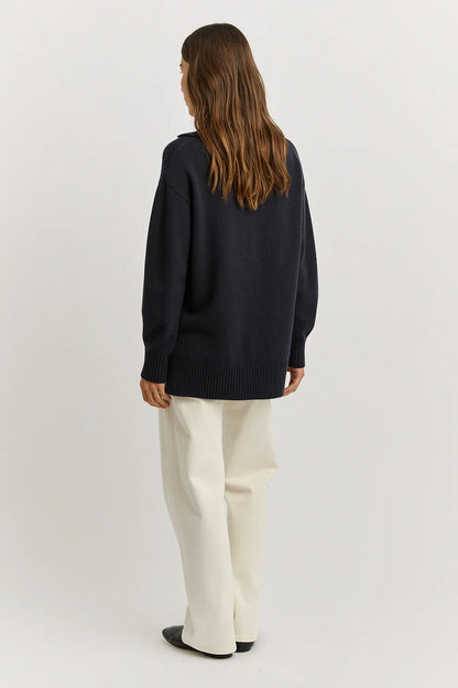 Relaxed Longline Zip Polo