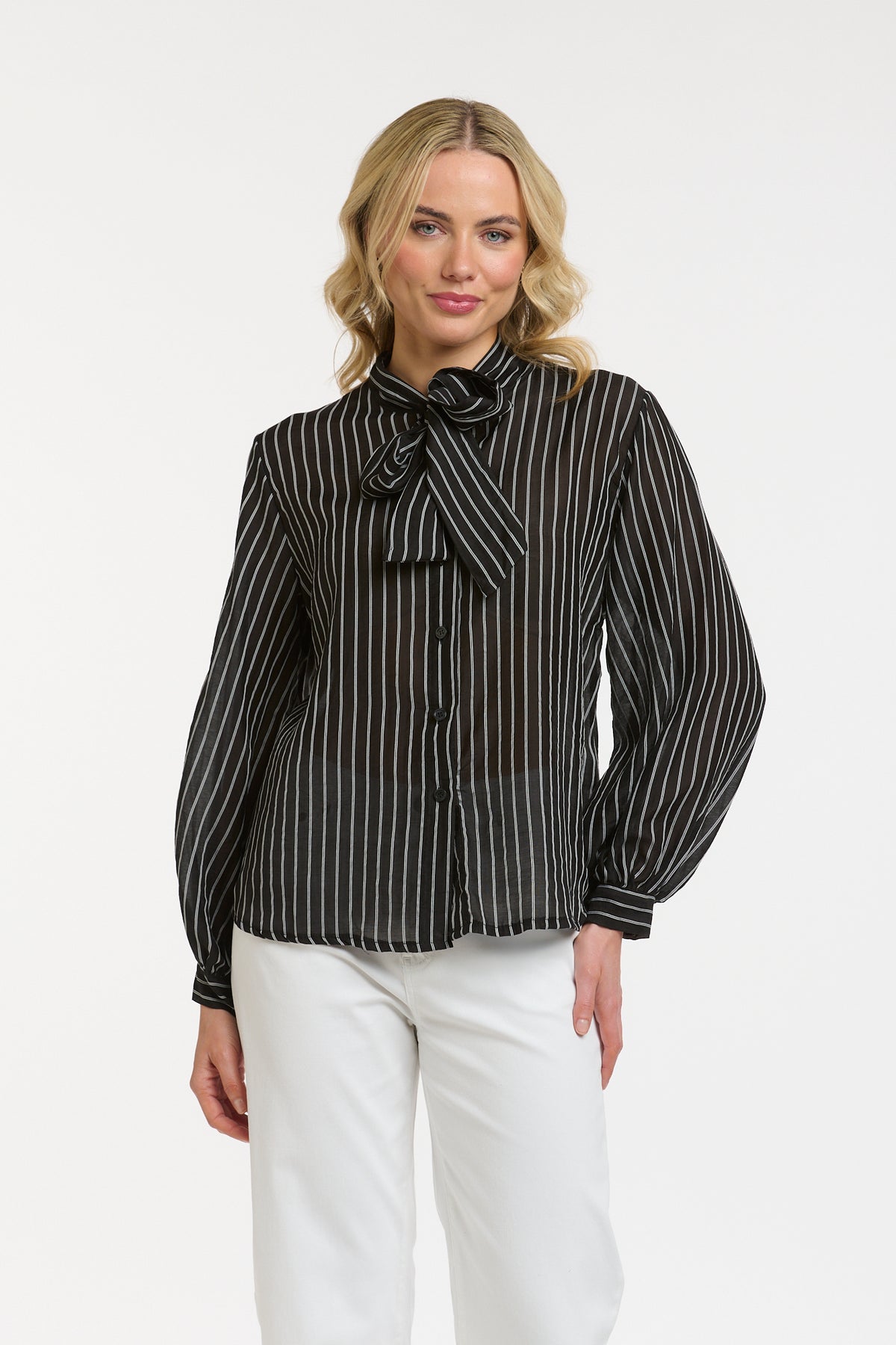 Striped Bow Blouse