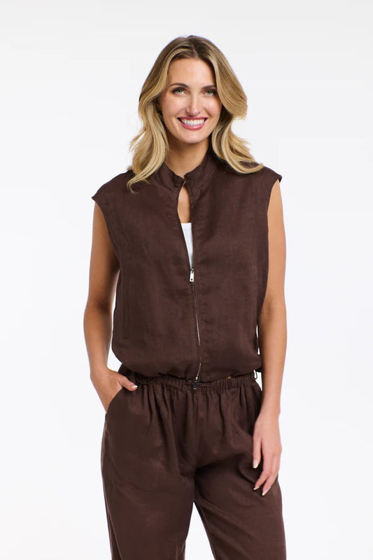 Mara Linen Zip Top
