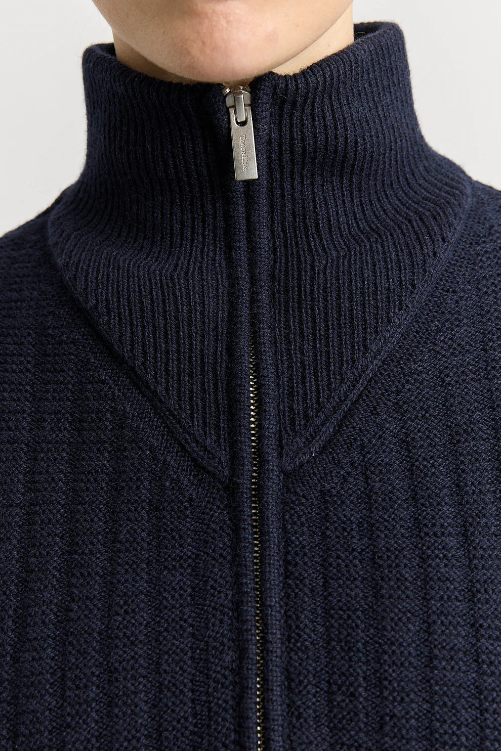 Grid Zip Through Knit