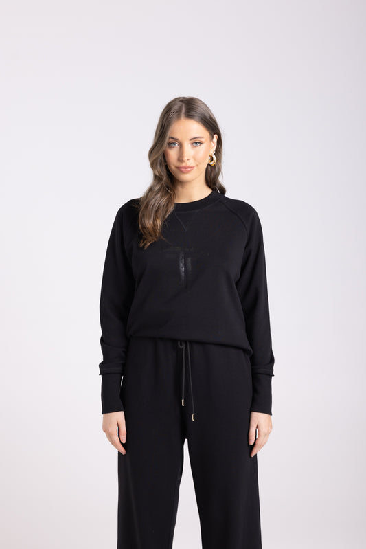 Scoop Hem Sequin Sweat
