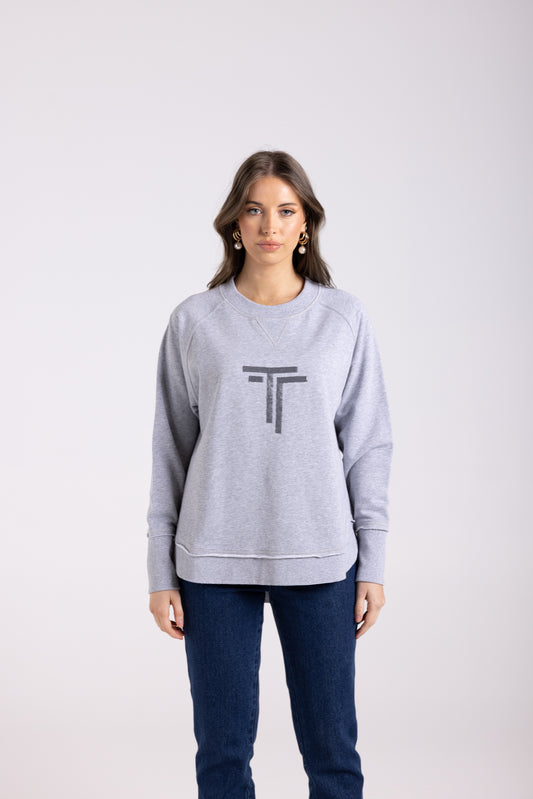 Scoop Hem Sequin Sweat