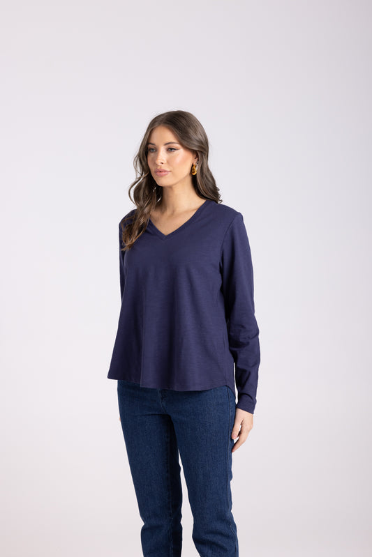 V Neck Long Slv Top