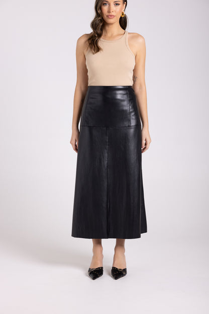 Faux Leather Midi Skirt