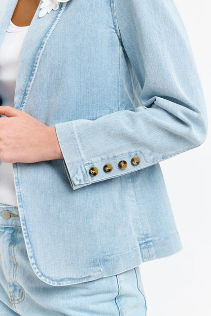 Denim Blazer Flower Brooch