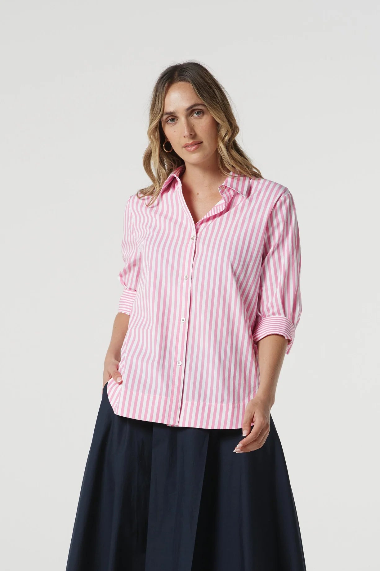 3/4 Slv Stripe Shirt