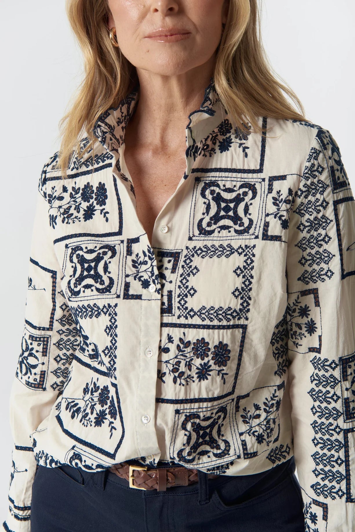 Wattle Frill Cotton Shirt