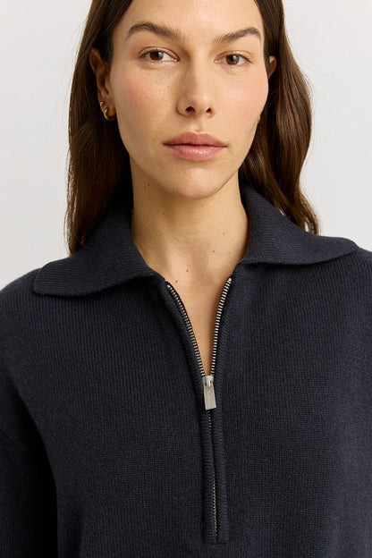 Relaxed Longline Zip Polo