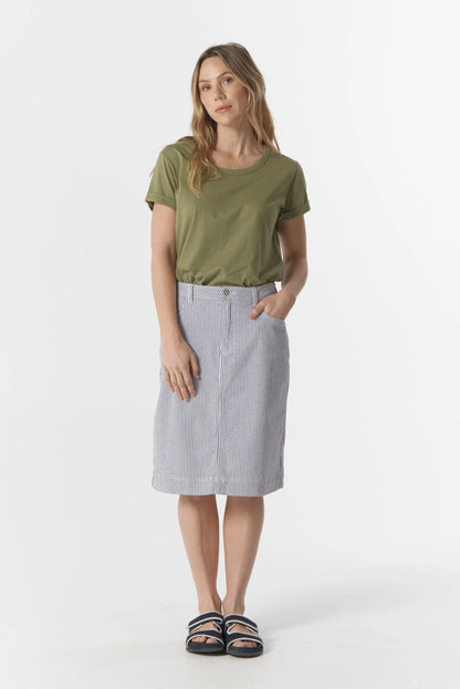 Stripe Knee Length Skirt