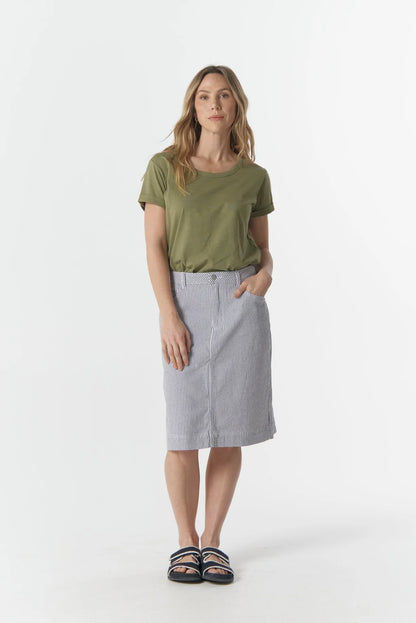 Stripe Knee Length Skirt