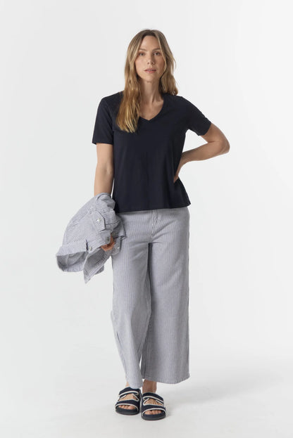 Ankle Wide Leg Stripe Jean
