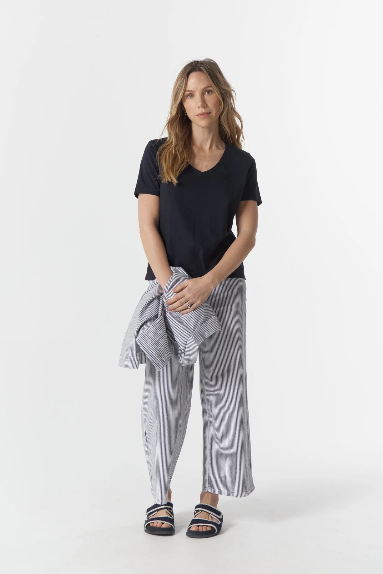 Ankle Wide Leg Stripe Jean