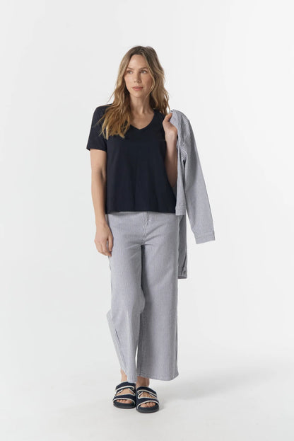 Ankle Wide Leg Stripe Jean