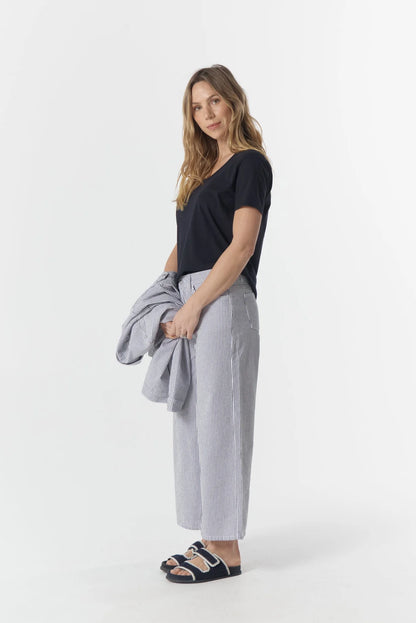 Ankle Wide Leg Stripe Jean