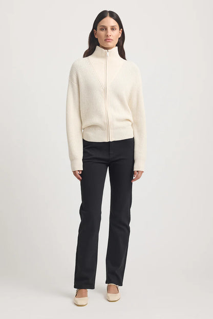 Zip Through Rib Knit