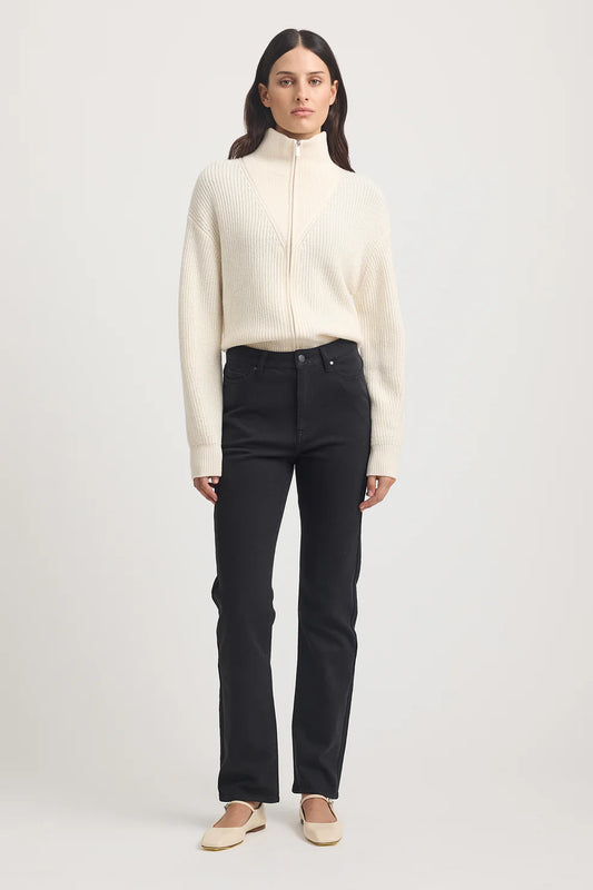 Zip Through Rib Knit