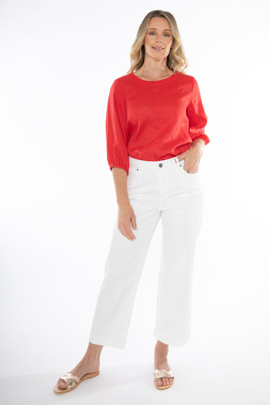 Gathered Sleeve Hem Top