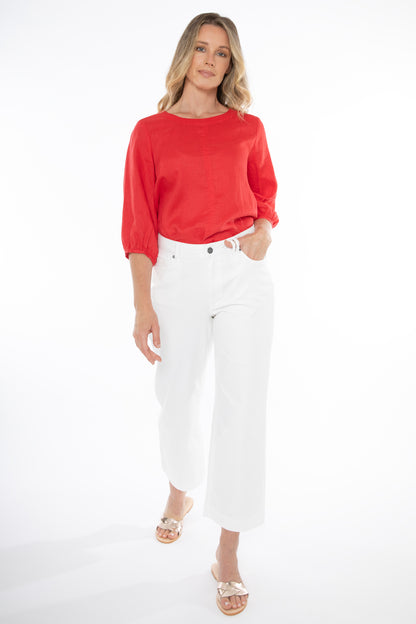 Gathered Sleeve Hem Top