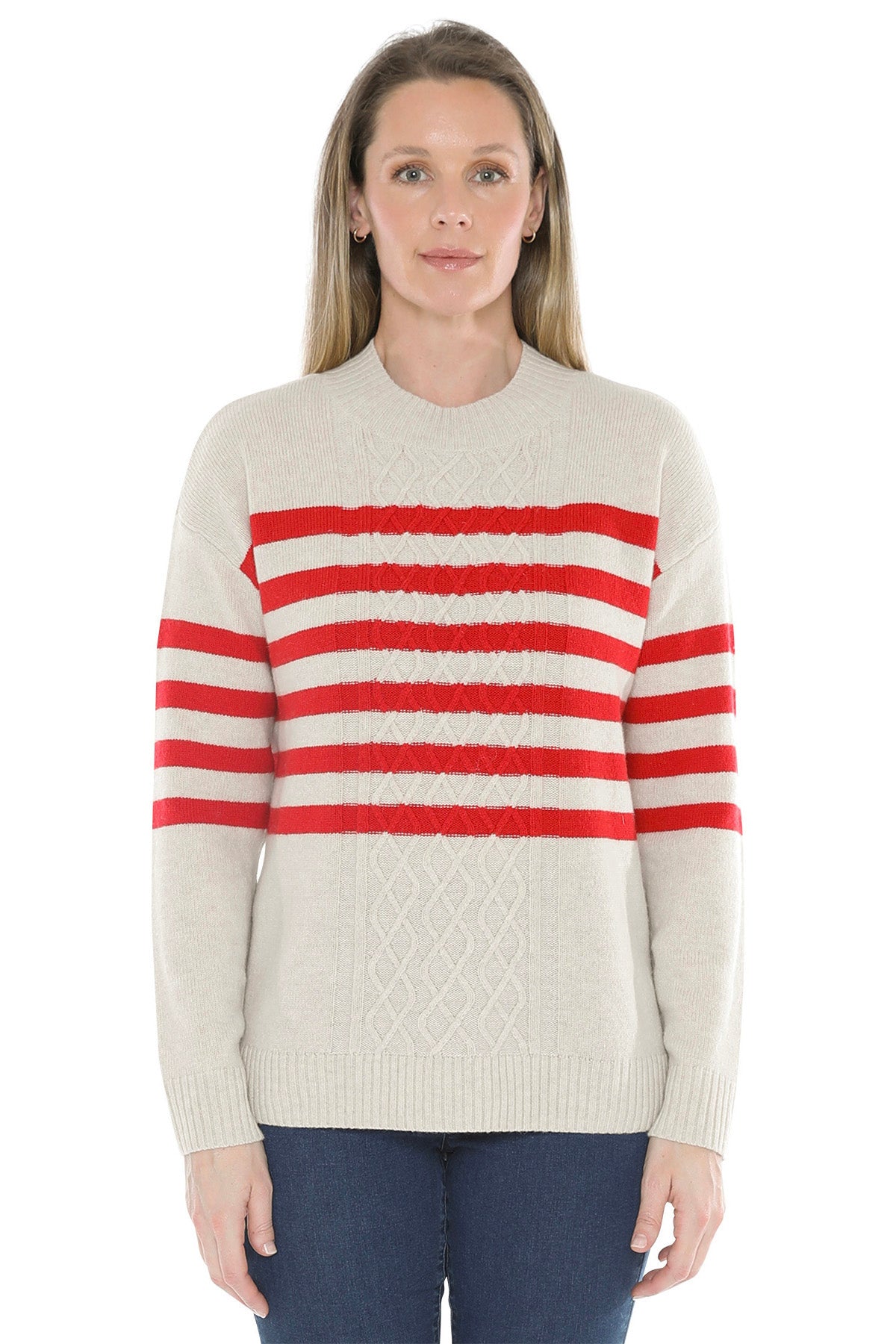 Stripe Cable Pullover