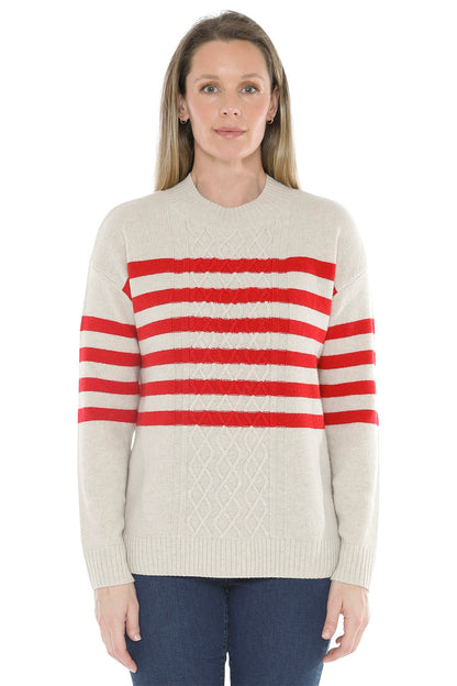 Stripe Cable Pullover